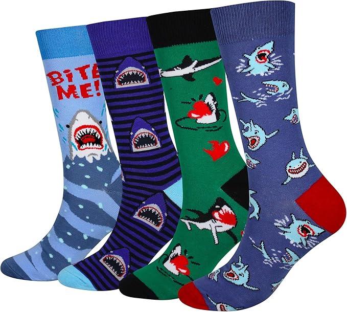 Cansok Men's 2/4 Packs Fun Crazy Novelty Dress Crew Socks