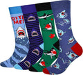 Cansok Men's 2/4 Packs Fun Crazy Novelty Dress Crew Socks