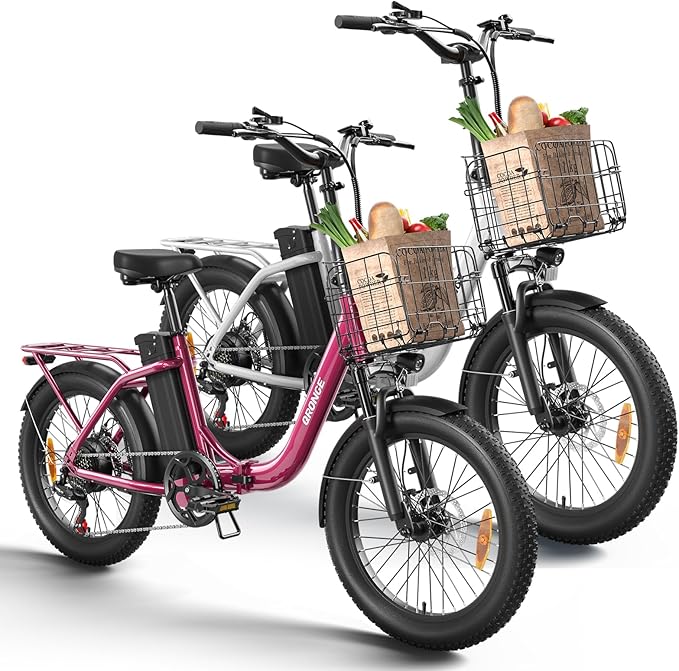 Electric Bike, 1000W Peak Folding Electric Bike, 486Wh 70 Miles Range Ebike, 20" Step-Thru Bicycle with Front Basket, Waterproof Removable Battery, 7 Speed, 25 MPH Max