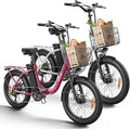 Electric Bike, 1000W Peak Folding Electric Bike, 486Wh 70 Miles Range Ebike, 20" Step-Thru Bicycle with Front Basket, Waterproof Removable Battery, 7 Speed, 25 MPH Max