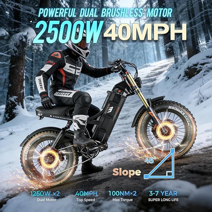 eAhora Romeo Pro 3 Electric Bike - [2026 Latest] 50MPH 5600W Dual Motor 60V 80AH 250Miles Long Range Ebike for Adults, 26" * 4.0 Fat Tire Fast Electric Mountain Bike Full Suspension Off-Road E-Bike