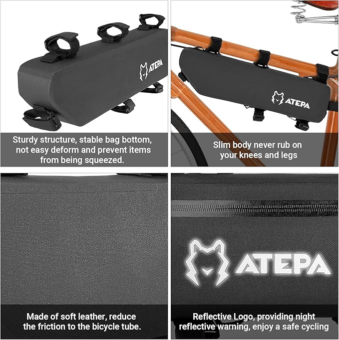 ATEPA Bike Frame Bag 2L/4L Bicycle Bag Top Tube Bike Bag For Bicycles Bike Saddle Bag Bike Pouch Under Seat For Mountain Road Bike Waterproof Large Capacity