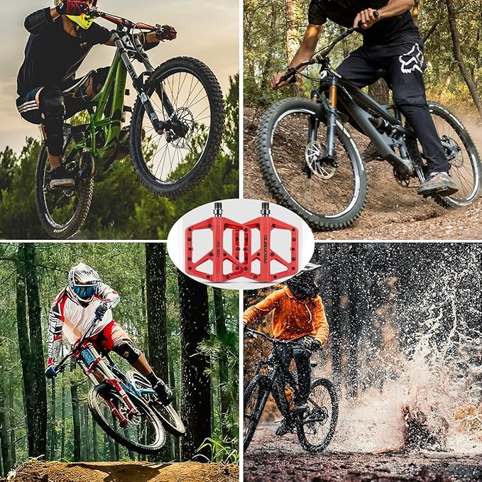 Mountain Bike Pedals - Durable Nylon DU Bearing Platform Pedals for MTB and BMX