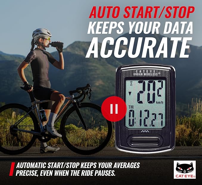 CATEYE Urban Wireless Bike Computer – Analog Speedometer & Odometer with Calorie Tracking, FlexTight™ Mount, Auto Start/Stop, Programmable Odometer & Easy Setup for All Bikes