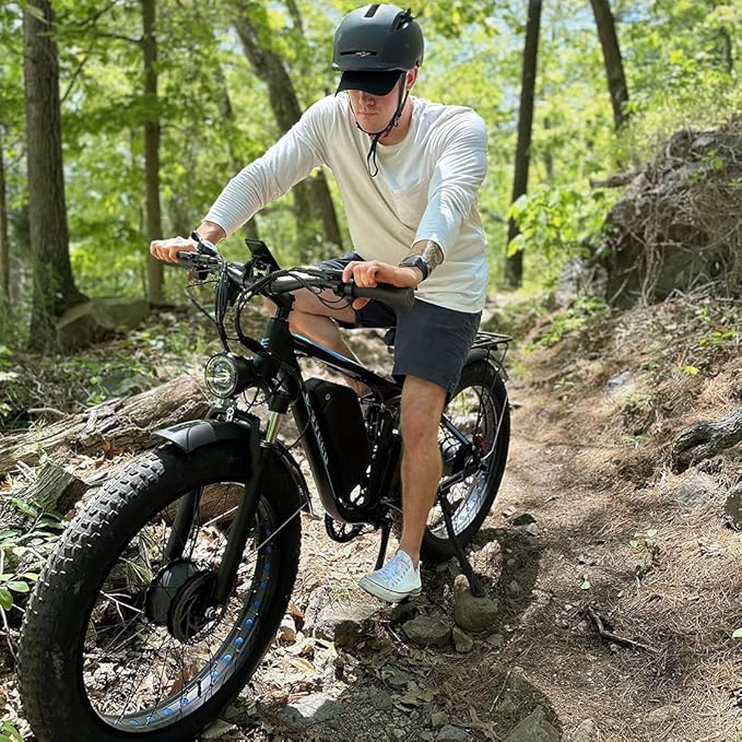 6000W Electric Bike for Adults, 52V 32AH Dual Motor E-Bike, Up to 100Mile & 45MPH All-Terrain Fat Tires Full Suspension 24/26 Inch Electric Bicycles Hydraulic Disc Brake for Road UL2849 by SGS
