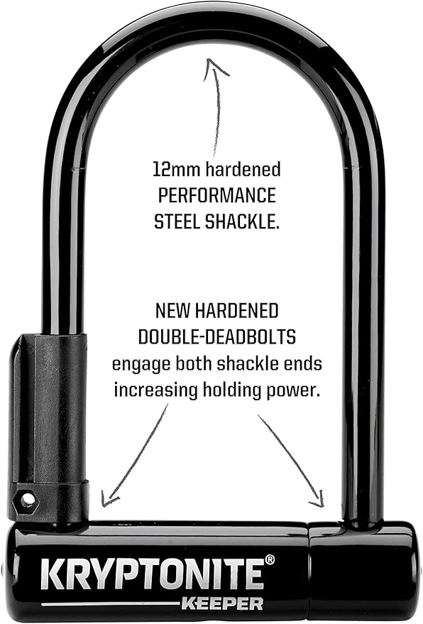 Kryptonite Keeper Mini-Bike Lock, Heavy Duty Anti-Theft U Lock with 12mm Harden Steel Shackle, Mounting Bracket and 2 Keys for Bike, Motorcycle, Scooter, Door, Gate, Fence