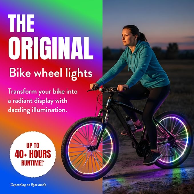 Activ Life 2-Tire Pack LED Bike Wheel Lights with Batteries Included, Get 100% Brighter and Visible from All Angles for Ultimate Safety and Style