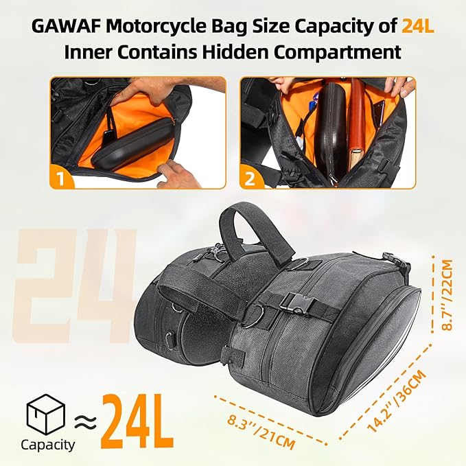 Motorcycle Saddlebags Compatible with Dirt Bike, Dual Sport Motorcross, Motorbike, Racing Mountain Off-Road, Waterproof Motorcycle Bag with Rain Covers (Upgrade 24L)