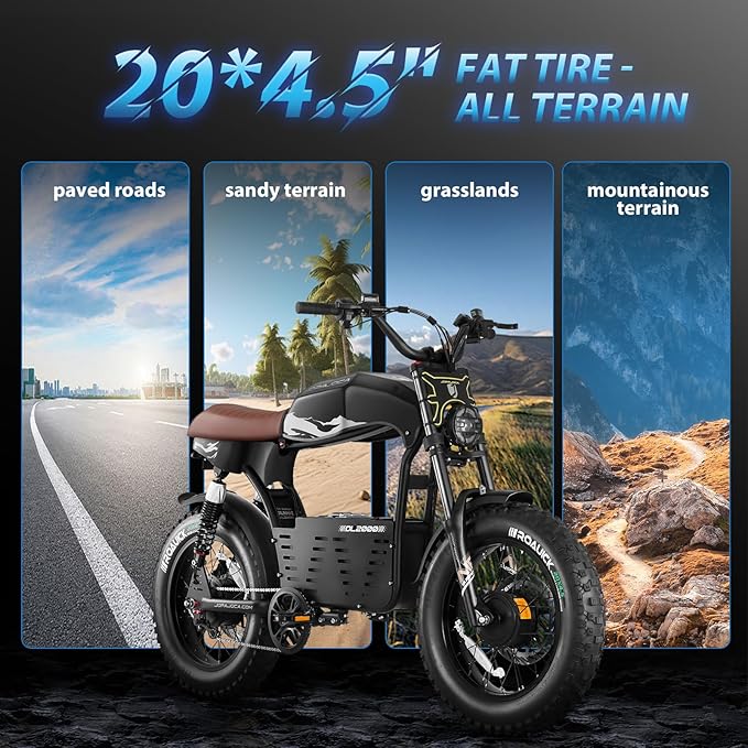 eAhora DL2000 (2025 Version) Electric Bike for Adults, Peak 4000W/1700W 44MPH/36MPH Dual/Single Motor Ebike, 52V 30Ah 60-90 Miles Long Range Electric Bicycle, Fat Tire Full Suspension Hydraulic Brake