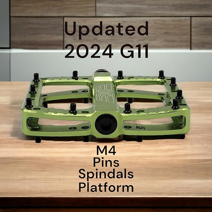 PDX G11 Mountain Bike Pedal MTB Pedal Large Concave Platform Machined Aluminum Polished Bicycle Non-Slip Pedals 9/16 Chromoly Spindle Smooth Ball Bearings