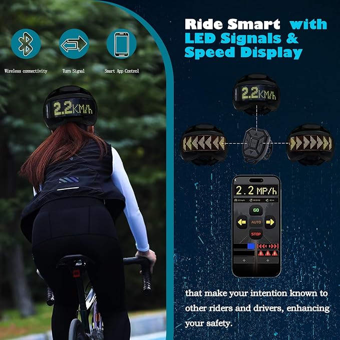 AIGLUN Smart Bike Helmet | Speed Display and Back LED Lights with Turn Signals| Road Bicycle Helmets for Adults: Men, Women