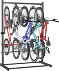 TORACK Garage Freestanding Hanging Bike Stand for Garage, Heavy Duty 5 Bikes Vertical Bike Storage Stand Floor Bike Storage Rack
