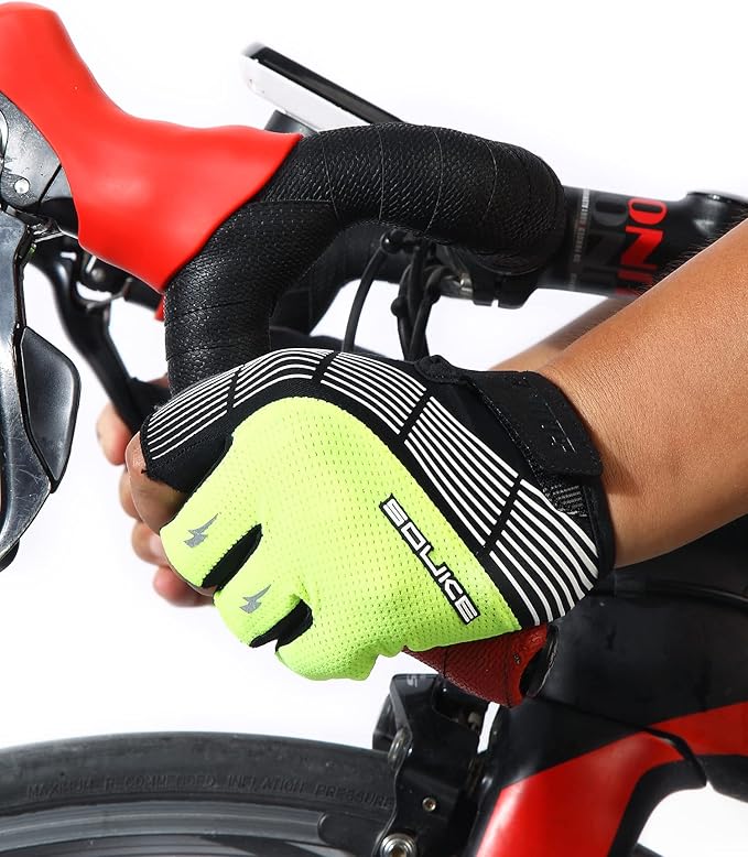 Souke Sports Cycling Bike Gloves - Padded Half Finger Bicycle Gloves with Shock-Absorbing, Anti-Slip, Breathable MTB & Road Biking Features for Men & Women