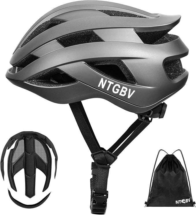 Adult Bike Helmet for Men/Women with Helmet Bag 2 Removable Moisture-Wicking Liners Adjustable Dial Comfort Fit Lightweight Shockproof CPSC 1203 Safety Certified for Road-Ready/Urban-Commute/MTB