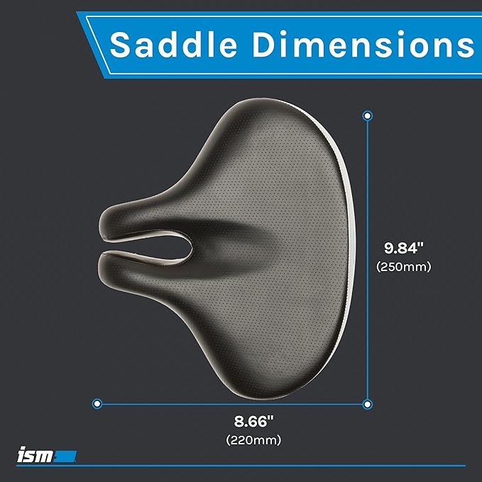 ISM Comfort Series Noseless Bike Saddle for Upright Riders - Anatomic Relief Bicycle Saddle for Hybrid, Police, Commuter Bikes, and Beach Cruisers - Wide and Thick Comfortable Bike Seat for Men/Women