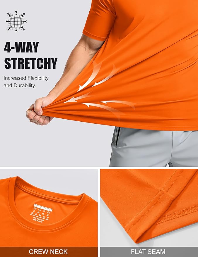 MAGCOMSEN Men's Short Sleeve UPF 50+ T-Shirt Quick Dry Workout Athletic Running Swim Tops Tee Rash Guard Performance Shirts
