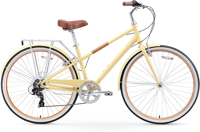sixthreezero Reach Your Destination Women's Road Bike, 7 Speed Adult Hybrid Bicycle with Rear Rack, 28 Inch Wheels, Multiple Color Options