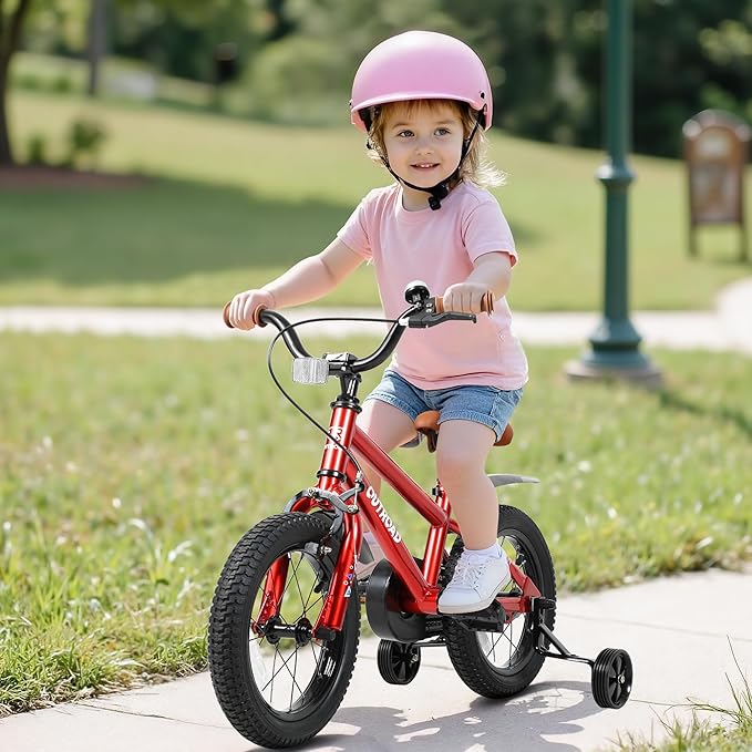 14/16/18 Inch Folding Kids Bike with Training Wheels, Gifts for Girl&Boy Age 3-10 Years, Toddler Bike with Dual Brakes for Beginners, Multi-Color