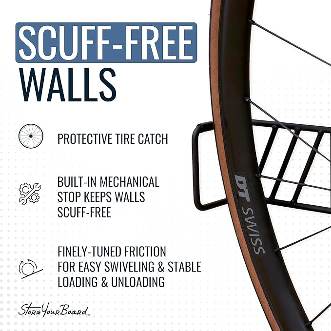 StoreYourBoard SwivelStow Bike Rack Garage Storage Rack 2 Pack - 2 Mountain Bike Bike Wall Mounts - Heavy Duty Bike Hanger - No-Lift Bike Rack Garage Storage Rack - Holds 70 lb Capacity