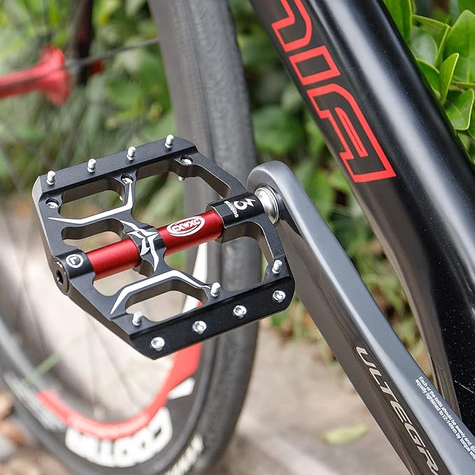 Road/Mountain Bike Pedals - 3 Bearings 9/16” Aluminum Alloy Bicycle Pedals - Mountain Bike Pedal with Removable Anti-Skid Nails