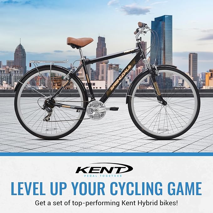 Kent International Springdale Hybrid Bicycle - 700c ‎Hybrid Bike with 21-Speed Rear Shimano Derailleur Drivetrain - Lightweight Mountain Bike with Aluminum Frame for Premium Cycling