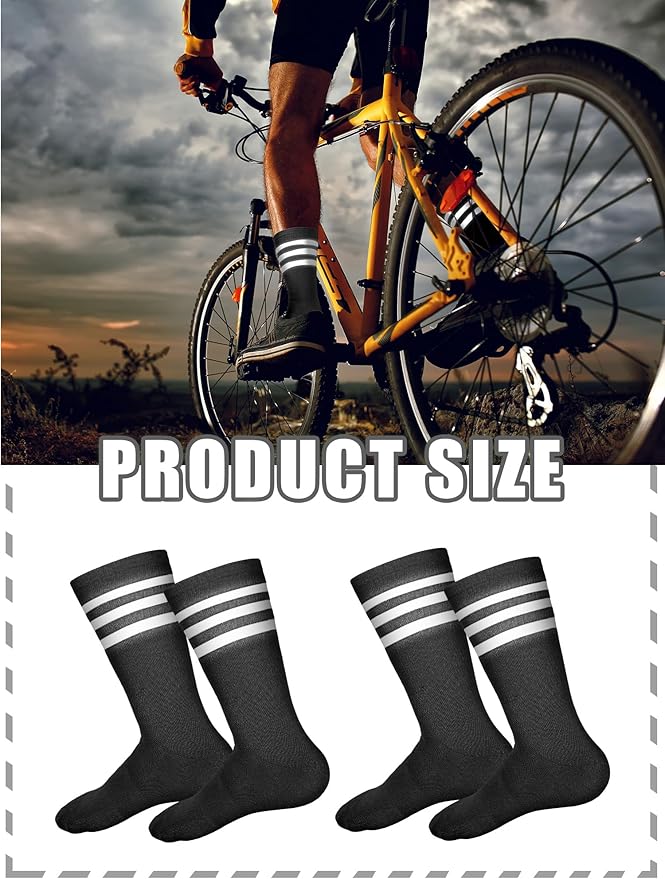 4 Pairs Glow in Dark Socks Cycling High Reflective Running Socks Night Safety Hosiery Compression Athletic