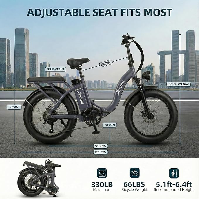 Electric Bike for Adults, 750W Long Range Foldable Ebike with One/Dual Removable Battery, 40-120 Mile/25-30MPH, 20"/16“ Fat Tire Electric Bicycle