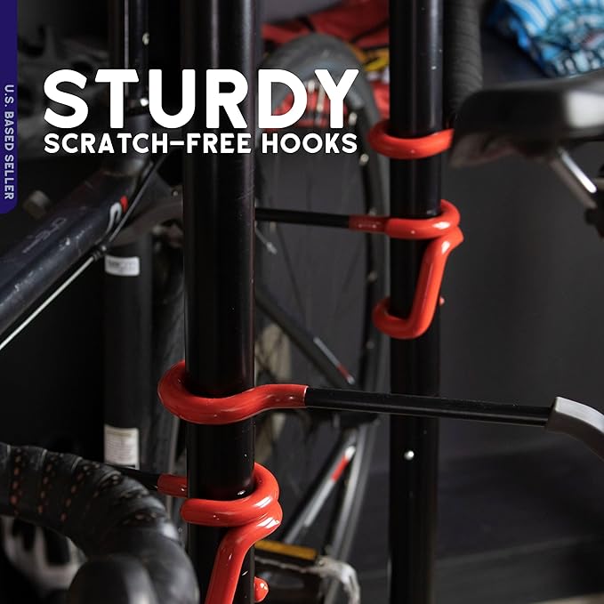 BISupply Stand Up Bike Rack Garage Floor Stand - 4 Bicycle Free Standing Bike Rack for Garage Floor - Vertical Home Bike Rack Stand for 160 lb Mountain Bikes, Beach Cycle, or Fat Tire Bikes Storage