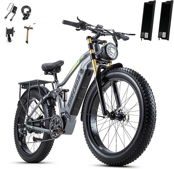2026 Upgraded Dual Motors AWD Electric Bike for Adults 5000w/3000W/1500W Motor Dirt Ebike 40MPH/30MPH 52V/48V 30Ah/20Ah Battery Up to 90 Miles Long Range 26" Fat Tire Bicycle for Commute Mountains