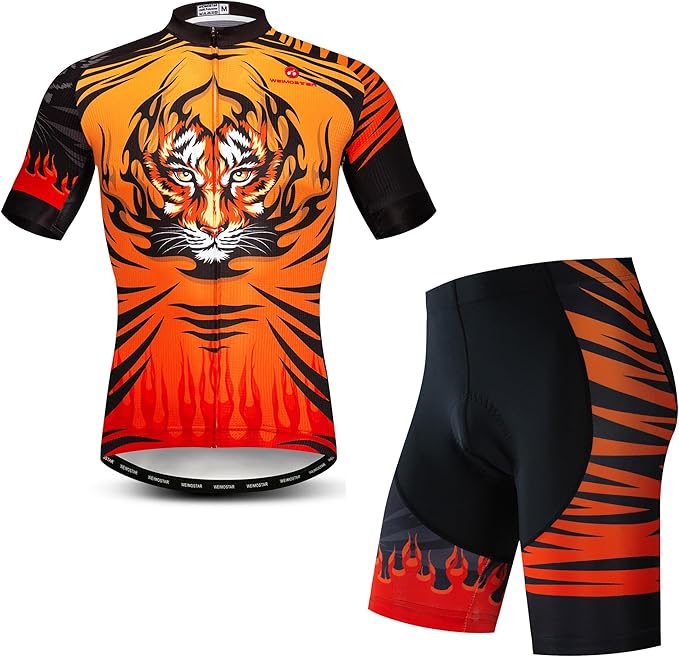 JPOJPO Cycling Jersey Men Set Bike Shirt Kit Short Sleeve Clothing Tops+5D Padded Shorts Summer Breathable Quick-Dry S-3XL