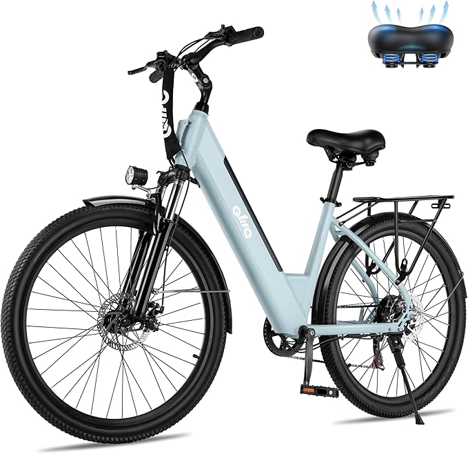 Qlife Cityone Electric Bike for Adults & Teens, Step-Through Commuter Ebike, 1000W Peak Motor, 55-Mile Range, 48V Removable Battery, 26-Inch City Tires, 7-Speed, Up to 25 MPH