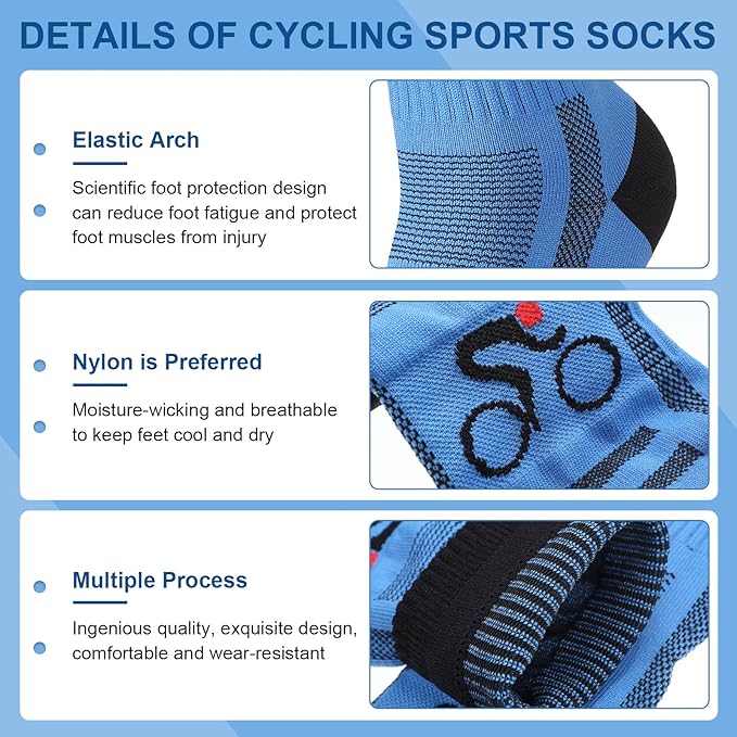 Bonuci 5 Pairs Mens Cycling Socks Sports Bike Socks Unisex Nylon Colorful Athletic Socks Breathable Cycling Gifts for Women