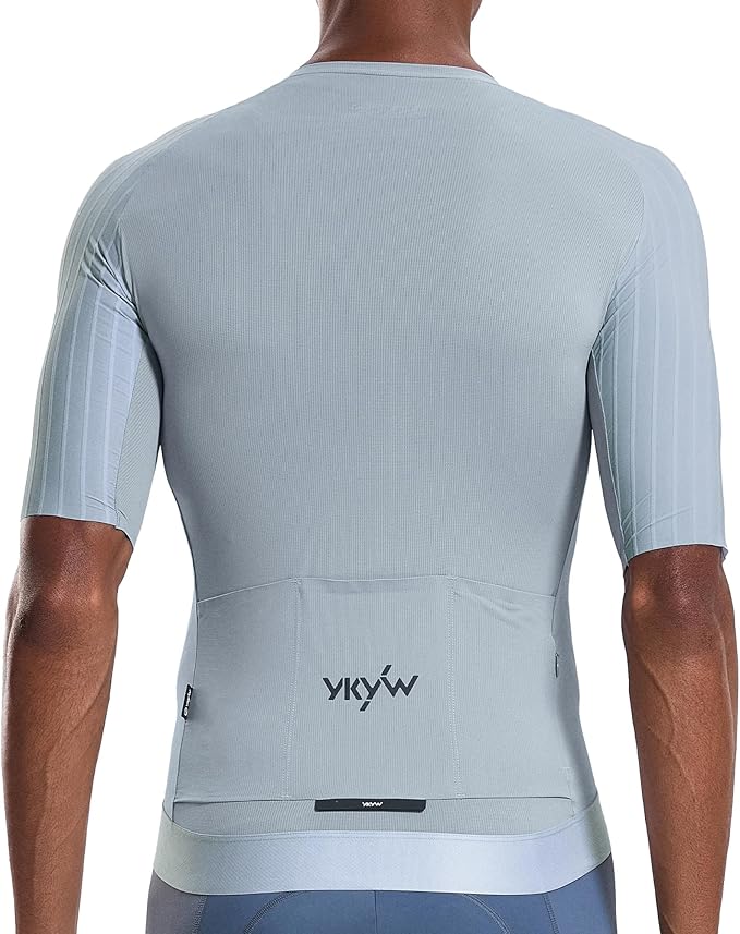 YKYWBIKE Cycling Jersey Men Aero Race Fit, Road Bike Jersey Short Sleeved Moisture Wicking, Breathable,Zip Pocket,UPF50＋