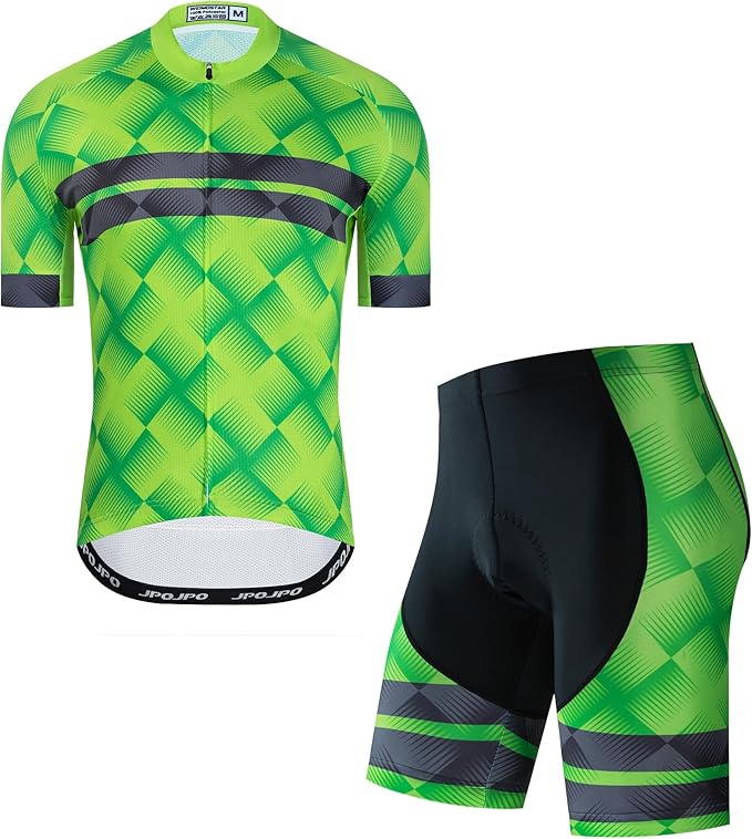 JPOJPO Cycling Jersey Men Set Bike Shirt Kit Short Sleeve Clothing Tops+5D Padded Shorts Summer Breathable Quick-Dry S-3XL