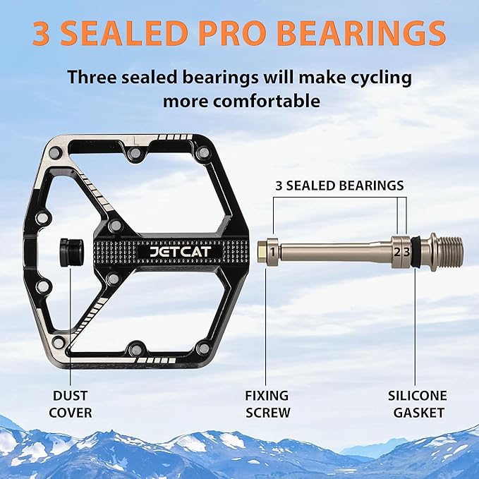 Mountain Bike Pedals Flat - MTB Pedals Flat, Bicycle Pedals, Road Bike Pedals, BMX Pedals, for BMX MTN Road Gravel EBike, Specialized Parts, Adults, Aluminum Metal Stamp 9/16"