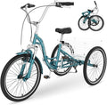 Slsy Adult Folding Tricycles, 7 Speed Folding Adult Trikes, 20 24 26 Inch 3 Wheel Bikes with Low Step-Through, Foldable Tricycle for Adults, Women, Men, Seniors