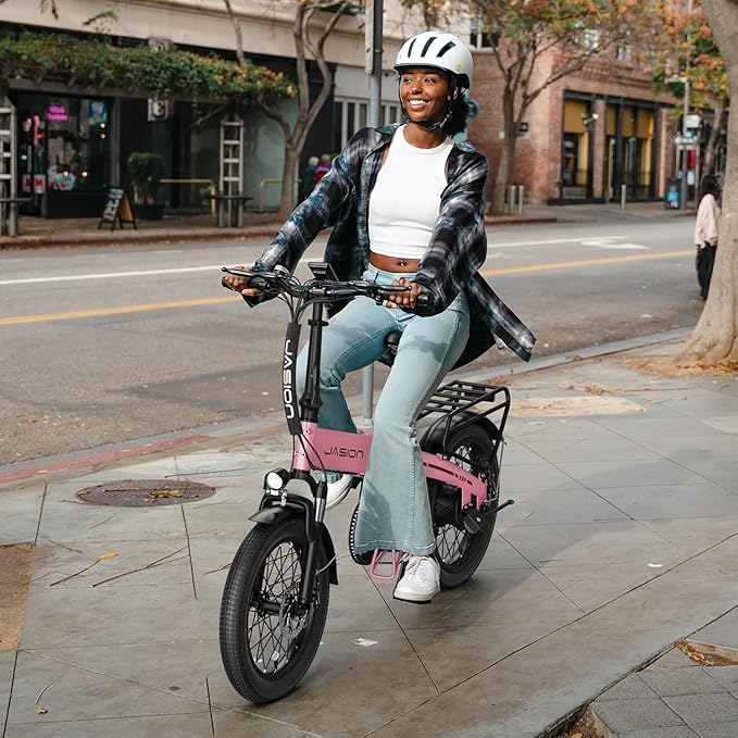 Jasion Electric Bike for Adults, 1000W Peak Motor Foldable Ebike, Aluminum 20'' Fat Tire Electric Bicycle Built-in 48V Removable Battery, EBS Commuter E Bikes up to 23 MPH & 45 Miles Max Range