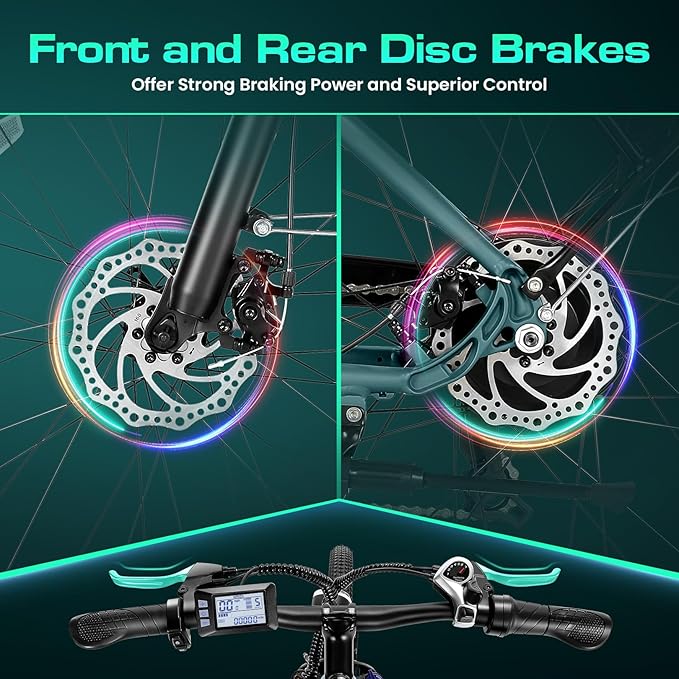 Wooken Electric Bike for Adults, 1000W Peak Ebike, 26" x 2.1" Tire Step Through Electric Bike, City Cruiser Ebike with 48V 10.4/15Ah Removable Battery, 7 Speed, SGS Certified to UL2849