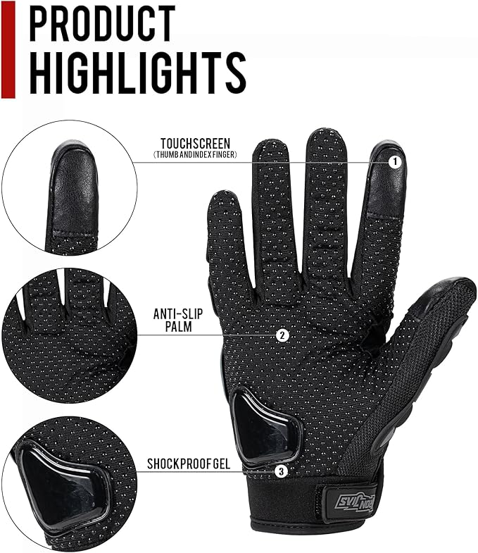 IRON JIA'S Motorcycle Gloves for Men and Women - Motorbike Powersports Racing Gloves with Hard Knuckle Touchscreen for BMX ATV MTB Riding