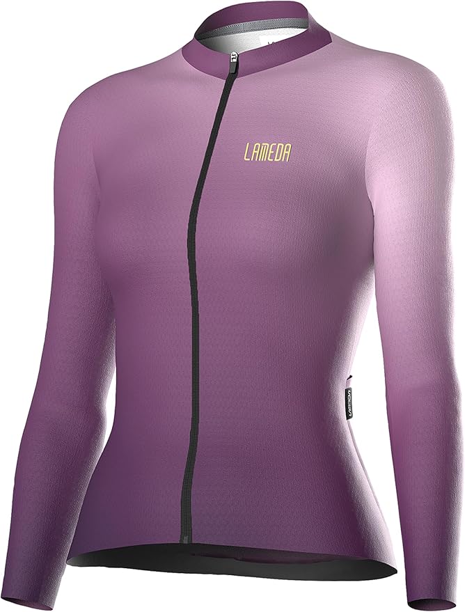 LAMEDA Cycling Jersey Women Long Sleeve, Breathable Bike Jersey with Pockets, Bike Shirts for Bicycle Road Biking Riding