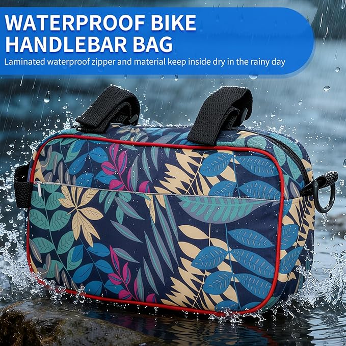 Large Capacity Bike Handlebar Bag, Waterproof Bicycle Bags for Handlebars with Shoulder Strap, Multifunctional Cycling Front Pouch, Bike Crossbar Tool Storage Bag for Urban Outdoor Road MTB