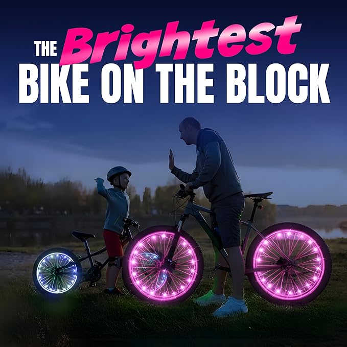 Activ Life 2-Tire Pack LED Bike Wheel Lights with Batteries Included, Get 100% Brighter and Visible from All Angles for Ultimate Safety and Style