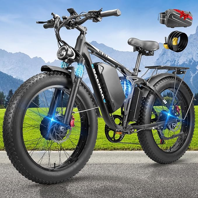 9000W Dual Motor Ebike,24" Fat Tire Electric Bike for Adults, 45MPH Fast 52V 34Ah Long Range, Dual Hydraulic Brakes Full Suspension, Snow/Mountain/Off-Road/Commute E-Bike