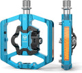 Mountain Bike Pedals with Reflector- Dual Function Plat & Clipless Pedals, Bicycle Pedal 9/16”Compatible with SPD - 3 Sealed Bearings Bicycle Platform Mountain Pedals