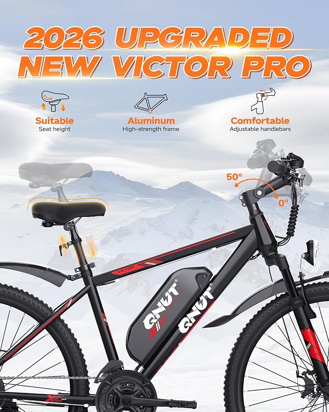 350W Full Aluminum Electric Bike for Adults & Teens, Upgraded Adjustable Handlebars, 21-Speed 26" Commuter E-Bike with Dual Disc Brakes, 40-Mile Range, Mountain Bike for Men/Women