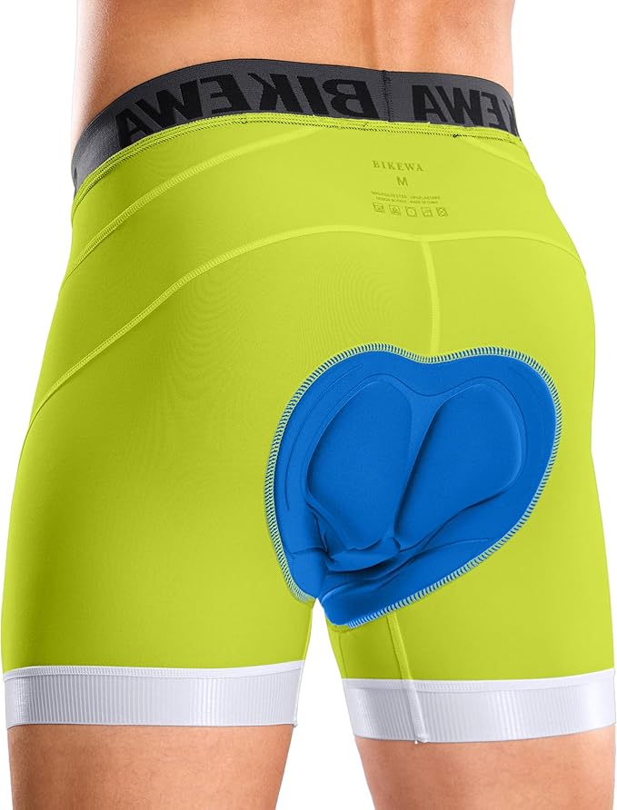 Bikewa Men's Cycling Underwear with Anti-Slip Leg Grips 4D Padded Bike Shorts MTB Liner for Bicycle Biking Riding