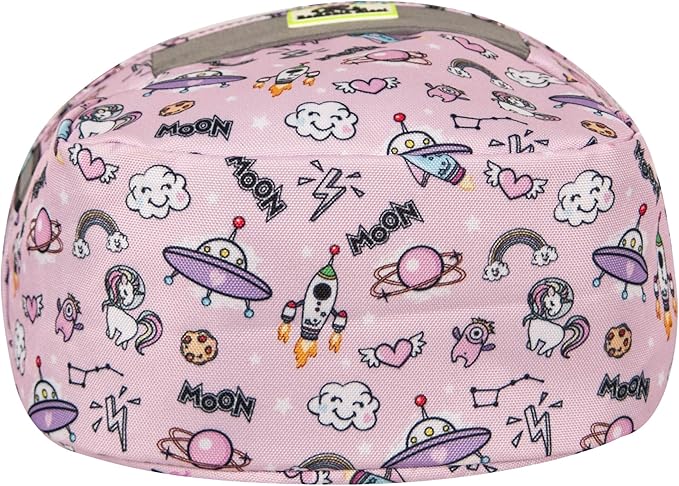 Kids Bike Basket,Durable Front Frame Bicycle & Scooter Basket Bag,Waterproof Fabric Bicycle Handlebar Bag for Boys, Girls, Toddlers with Zipper Mesh Lip (Pink Space)