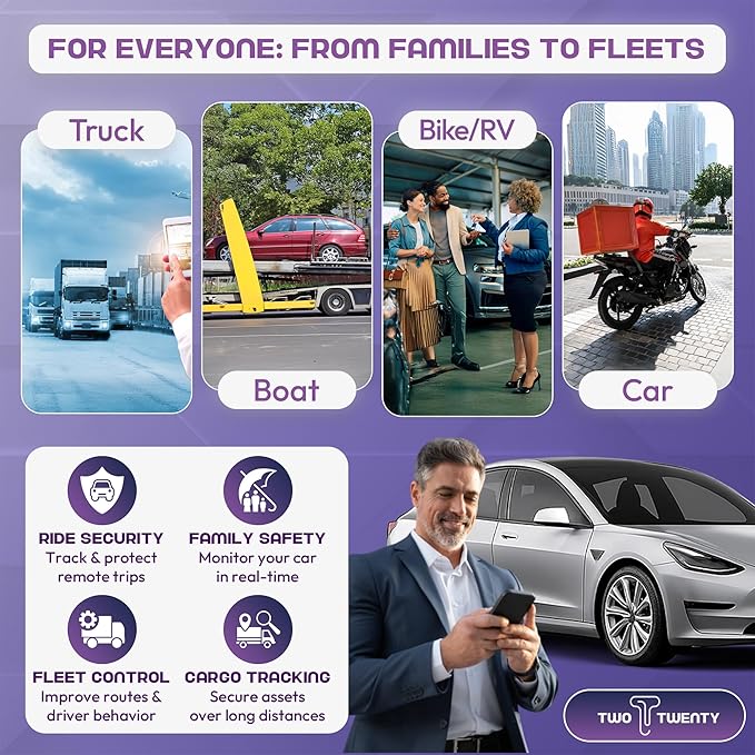 GPS Tracker – Real-Time Tracking Global Coverage - Wired Connection – for Cars, Trucks, RVs, Motorcycles – Anti-Theft Device with App Control - Subscription Required - Cancel Anytime - TT03 Model