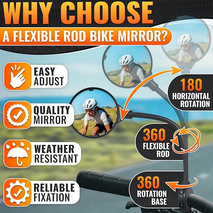 Bike Mirror Handlebar Mount - Bicycle Mirrors For Handlebars Bike Rear View Mirror For Bicycle Mirror For Bike - Mirrors For Handlebars Bike Gear