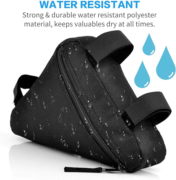 Bike Triangle Frame Bag - Bicycle Cycling Handlebar Front Pouch Saddle Storage Bag for Road and Mountain Bikes (Black)